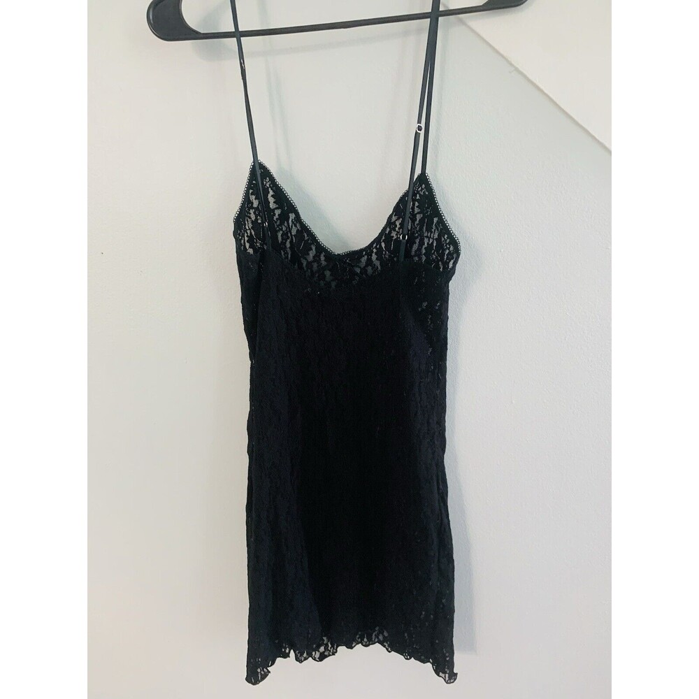Vintage August Moon Chemise Nightgown Black  Lace Medium